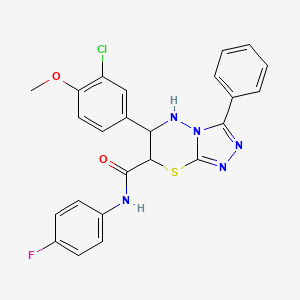 molecular formula C24H19ClFN5O2S B11566333 6-(3-chloro-4-methoxyphenyl)-N-(4-fluorophenyl)-3-phenyl-6,7-dihydro-5H-[1,2,4]triazolo[3,4-b][1,3,4]thiadiazine-7-carboxamide 