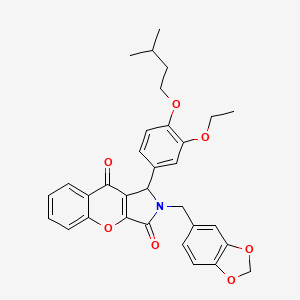 2-(1,3-Benzodioxol-5-ylmethyl)-1-[3-ethoxy-4-(3-methylbutoxy)phenyl]-1,2-dihydrochromeno[2,3-c]pyrrole-3,9-dione