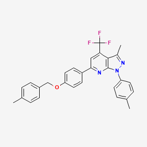 molecular formula C29H24F3N3O B11566384 3-methyl-6-{4-[(4-methylbenzyl)oxy]phenyl}-1-(4-methylphenyl)-4-(trifluoromethyl)-1H-pyrazolo[3,4-b]pyridine 