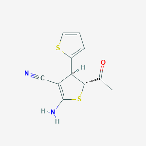 molecular formula C11H10N2OS2 B11566388 2'-Acetyl-5'-amino-2',3'-dihydro-[2,3'-bithiophene]-4'-carbonitrile 