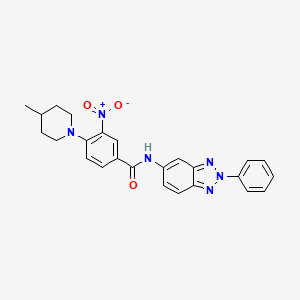 molecular formula C25H24N6O3 B11566425 4-(4-methylpiperidin-1-yl)-3-nitro-N-(2-phenyl-2H-benzotriazol-5-yl)benzamide 