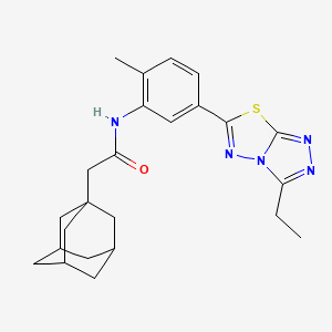 molecular formula C24H29N5OS B11566432 N-[5-(3-ethyl[1,2,4]triazolo[3,4-b][1,3,4]thiadiazol-6-yl)-2-methylphenyl]-2-(tricyclo[3.3.1.1~3,7~]dec-1-yl)acetamide 