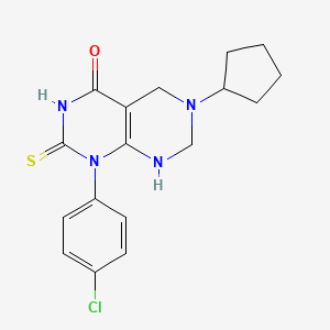 1-(4-chlorophenyl)-6-cyclopentyl-2-sulfanyl-5,6,7,8-tetrahydropyrimido[4,5-d]pyrimidin-4(1H)-one