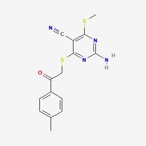 2-Amino-4-{[2-(4-methylphenyl)-2-oxoethyl]thio}-6-(methylthio)pyrimidine-5-carbonitrile