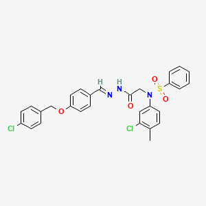 molecular formula C29H25Cl2N3O4S B11566478 N-(3-Chloro-4-methylphenyl)-N-({N'-[(E)-{4-[(4-chlorophenyl)methoxy]phenyl}methylidene]hydrazinecarbonyl}methyl)benzenesulfonamide 