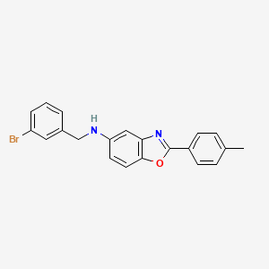 molecular formula C21H17BrN2O B11566498 N-[(3-bromophenyl)methyl]-2-(4-methylphenyl)-1,3-benzoxazol-5-amine 