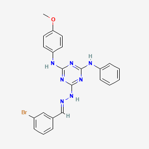 6-[(2E)-2-(3-bromobenzylidene)hydrazinyl]-N-(4-methoxyphenyl)-N'-phenyl-1,3,5-triazine-2,4-diamine