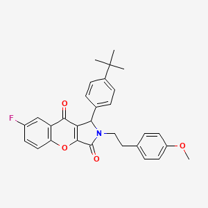 molecular formula C30H28FNO4 B11566512 1-(4-Tert-butylphenyl)-7-fluoro-2-[2-(4-methoxyphenyl)ethyl]-1,2-dihydrochromeno[2,3-c]pyrrole-3,9-dione 