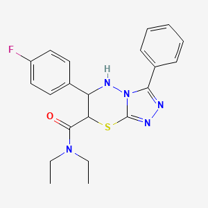 molecular formula C21H22FN5OS B11566516 N,N-diethyl-6-(4-fluorophenyl)-3-phenyl-6,7-dihydro-5H-[1,2,4]triazolo[3,4-b][1,3,4]thiadiazine-7-carboxamide 