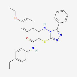 molecular formula C27H27N5O2S B11566526 6-(4-ethoxyphenyl)-N-(4-ethylphenyl)-3-phenyl-6,7-dihydro-5H-[1,2,4]triazolo[3,4-b][1,3,4]thiadiazine-7-carboxamide 