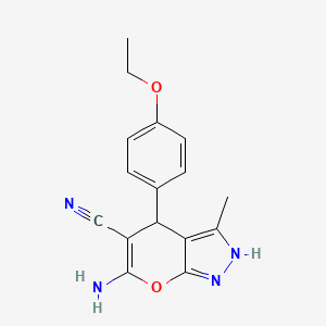 molecular formula C16H16N4O2 B11566550 6-Amino-4-(4-ethoxyphenyl)-3-methyl-1,4-dihydropyrano[2,3-c]pyrazole-5-carbonitrile 