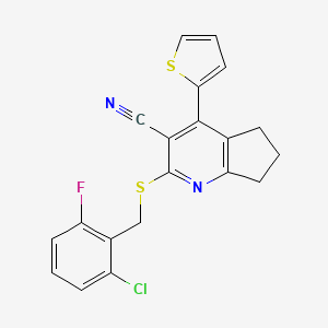 2-[(2-chloro-6-fluorobenzyl)sulfanyl]-4-(thiophen-2-yl)-6,7-dihydro-5H-cyclopenta[b]pyridine-3-carbonitrile