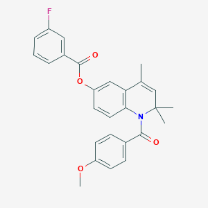 1-(4-Methoxybenzoyl)-2,2,4-trimethyl-1,2-dihydroquinolin-6-yl 3-fluorobenzoate