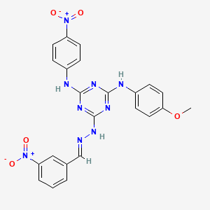 N-(4-methoxyphenyl)-6-[(2E)-2-(3-nitrobenzylidene)hydrazinyl]-N'-(4-nitrophenyl)-1,3,5-triazine-2,4-diamine