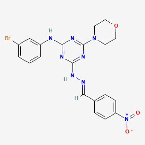 molecular formula C20H19BrN8O3 B11566585 N-(3-bromophenyl)-4-(morpholin-4-yl)-6-[(2E)-2-(4-nitrobenzylidene)hydrazinyl]-1,3,5-triazin-2-amine 