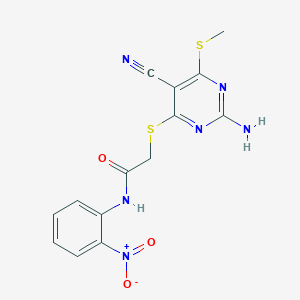 2-{[2-amino-5-cyano-6-(methylsulfanyl)pyrimidin-4-yl]sulfanyl}-N-(2-nitrophenyl)acetamide