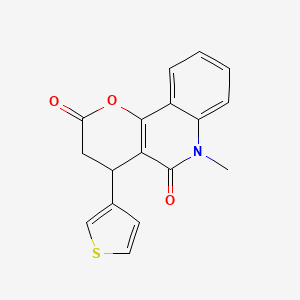 molecular formula C17H13NO3S B11566631 6-methyl-4-(thiophen-3-yl)-4,6-dihydro-2H-pyrano[3,2-c]quinoline-2,5(3H)-dione 