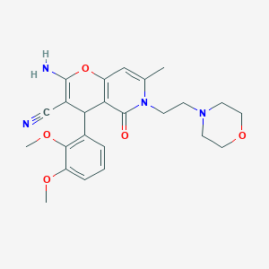 molecular formula C24H28N4O5 B11566648 2-amino-4-(2,3-dimethoxyphenyl)-7-methyl-6-[2-(morpholin-4-yl)ethyl]-5-oxo-5,6-dihydro-4H-pyrano[3,2-c]pyridine-3-carbonitrile 