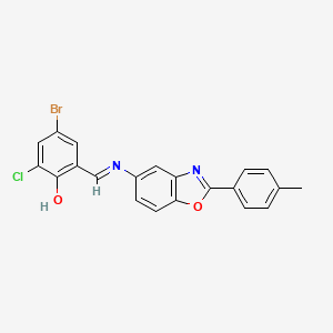 molecular formula C21H14BrClN2O2 B11566666 4-bromo-2-chloro-6-[(E)-{[2-(4-methylphenyl)-1,3-benzoxazol-5-yl]imino}methyl]phenol 