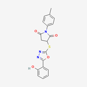 3-{[5-(2-Hydroxyphenyl)-1,3,4-oxadiazol-2-yl]sulfanyl}-1-(4-methylphenyl)pyrrolidine-2,5-dione