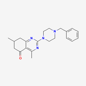 2-(4-benzylpiperazin-1-yl)-4,7-dimethyl-7,8-dihydroquinazolin-5(6H)-one