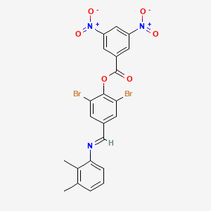 molecular formula C22H15Br2N3O6 B11566738 2,6-dibromo-4-{(E)-[(2,3-dimethylphenyl)imino]methyl}phenyl 3,5-dinitrobenzoate 