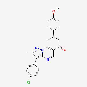 molecular formula C24H20ClN3O2 B11566747 3-(4-chlorophenyl)-8-(4-methoxyphenyl)-2-methyl-8,9-dihydropyrazolo[1,5-a]quinazolin-6(7H)-one 