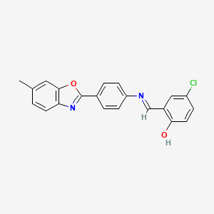 molecular formula C21H15ClN2O2 B11566751 4-chloro-2-[(E)-{[4-(6-methyl-1,3-benzoxazol-2-yl)phenyl]imino}methyl]phenol 