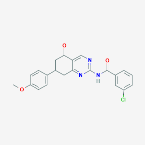 molecular formula C22H18ClN3O3 B11566758 3-chloro-N-[7-(4-methoxyphenyl)-5-oxo-5,6,7,8-tetrahydroquinazolin-2-yl]benzamide 