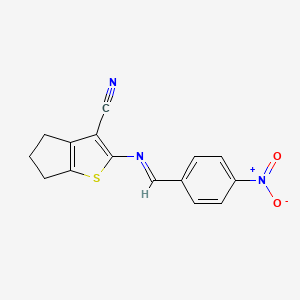 molecular formula C15H11N3O2S B11566765 4H-Cyclopenta[b]thiophene-3-carbonitrile, 5,6-dihydro-2-(4-nitrobenzylidenamino)- 