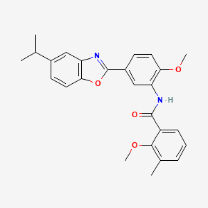 molecular formula C26H26N2O4 B11566799 2-methoxy-N-{2-methoxy-5-[5-(propan-2-yl)-1,3-benzoxazol-2-yl]phenyl}-3-methylbenzamide 