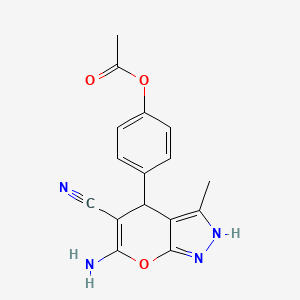 4-(6-Amino-5-cyano-3-methyl-1,4-dihydropyrano[2,3-c]pyrazol-4-yl)phenyl acetate