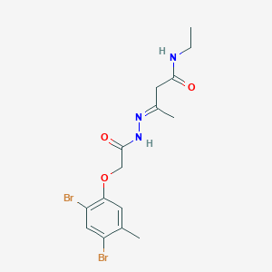 (3E)-3-{2-[(2,4-dibromo-5-methylphenoxy)acetyl]hydrazinylidene}-N-ethylbutanamide