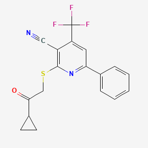 2-[(2-Cyclopropyl-2-oxoethyl)sulfanyl]-6-phenyl-4-(trifluoromethyl)pyridine-3-carbonitrile