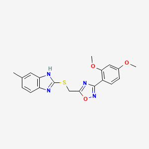 2-({[3-(2,4-dimethoxyphenyl)-1,2,4-oxadiazol-5-yl]methyl}sulfanyl)-5-methyl-1H-benzimidazole