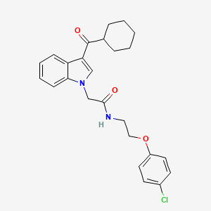 molecular formula C25H27ClN2O3 B11566889 N-[2-(4-chlorophenoxy)ethyl]-2-[3-(cyclohexylcarbonyl)-1H-indol-1-yl]acetamide 