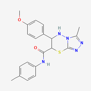 molecular formula C20H21N5O2S B11566904 6-(4-methoxyphenyl)-3-methyl-N-(4-methylphenyl)-6,7-dihydro-5H-[1,2,4]triazolo[3,4-b][1,3,4]thiadiazine-7-carboxamide 