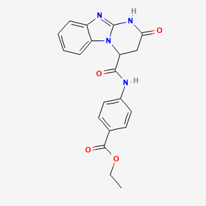 molecular formula C20H18N4O4 B11566949 ethyl 4-[(2-oxo-4,10-dihydro-3H-pyrimido[1,2-a]benzimidazole-4-carbonyl)amino]benzoate 