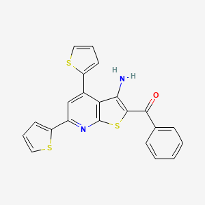 molecular formula C22H14N2OS3 B11566978 [3-Amino-4,6-di(thiophen-2-yl)thieno[2,3-b]pyridin-2-yl](phenyl)methanone 