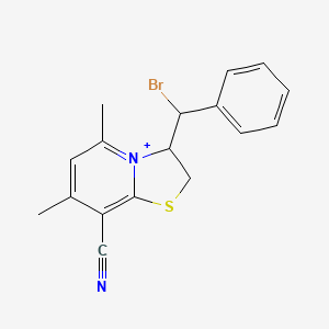 3-[Bromo(phenyl)methyl]-8-cyano-5,7-dimethyl-2,3-dihydro[1,3]thiazolo[3,2-a]pyridin-4-ium