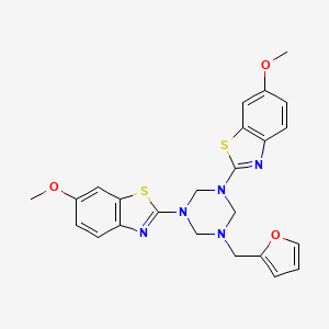 molecular formula C24H23N5O3S2 B11567033 2,2'-[5-(Furan-2-ylmethyl)-1,3,5-triazinane-1,3-diyl]bis(6-methoxy-1,3-benzothiazole) 