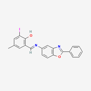 2-Iodo-4-methyl-6-[(E)-[(2-phenyl-1,3-benzoxazol-5-YL)imino]methyl]phenol