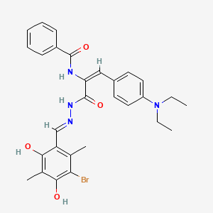 molecular formula C29H31BrN4O4 B11567075 N-{(1E)-3-[(2E)-2-(3-bromo-4,6-dihydroxy-2,5-dimethylbenzylidene)hydrazinyl]-1-[4-(diethylamino)phenyl]-3-oxoprop-1-en-2-yl}benzamide 