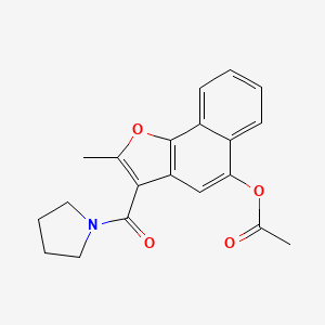 molecular formula C20H19NO4 B11567081 2-Methyl-3-(pyrrolidin-1-ylcarbonyl)naphtho[1,2-b]furan-5-yl acetate 