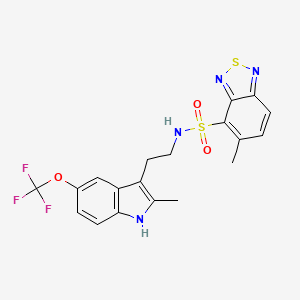 molecular formula C19H17F3N4O3S2 B11567111 5-methyl-N-{2-[2-methyl-5-(trifluoromethoxy)-1H-indol-3-yl]ethyl}-2,1,3-benzothiadiazole-4-sulfonamide 