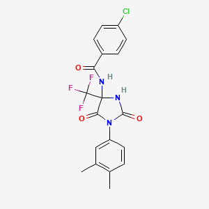 4-chloro-N-[1-(3,4-dimethylphenyl)-2,5-dioxo-4-(trifluoromethyl)imidazolidin-4-yl]benzamide