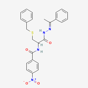 N-[2-(Benzylsulfanyl)-1-{N'-[(1E)-1-phenylethylidene]hydrazinecarbonyl}ethyl]-4-nitrobenzamide