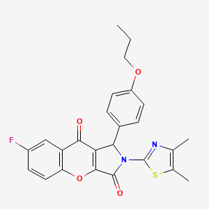 molecular formula C25H21FN2O4S B11567133 2-(4,5-Dimethyl-1,3-thiazol-2-yl)-7-fluoro-1-(4-propoxyphenyl)-1,2-dihydrochromeno[2,3-c]pyrrole-3,9-dione 