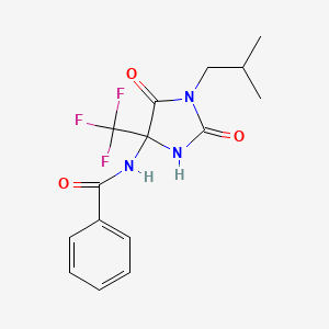 molecular formula C15H16F3N3O3 B11567136 N-[1-(2-methylpropyl)-2,5-dioxo-4-(trifluoromethyl)imidazolidin-4-yl]benzamide 