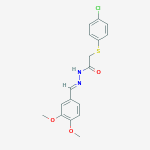 molecular formula C17H17ClN2O3S B11567137 2-[(4-chlorophenyl)sulfanyl]-N'-[(E)-(3,4-dimethoxyphenyl)methylidene]acetohydrazide 